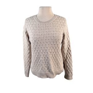 Croft and Barrow Women's Cream Cotton Cable Knit Pullover Sweater Size M